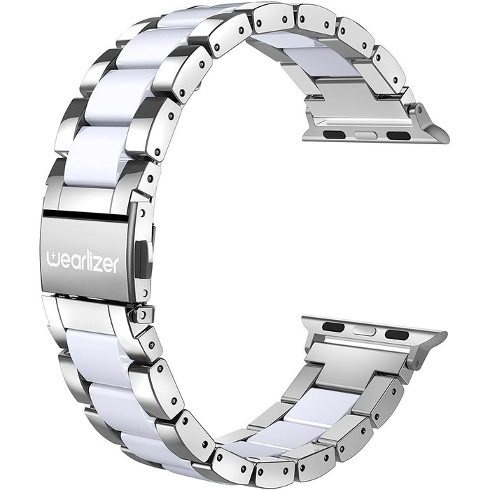 Wearlizer Resin Link Band Compatible Apple Watch 38mm 38mm/40mm, Silver-Apple Watch Bands & Straps-Wearlizer-brands-world.ca