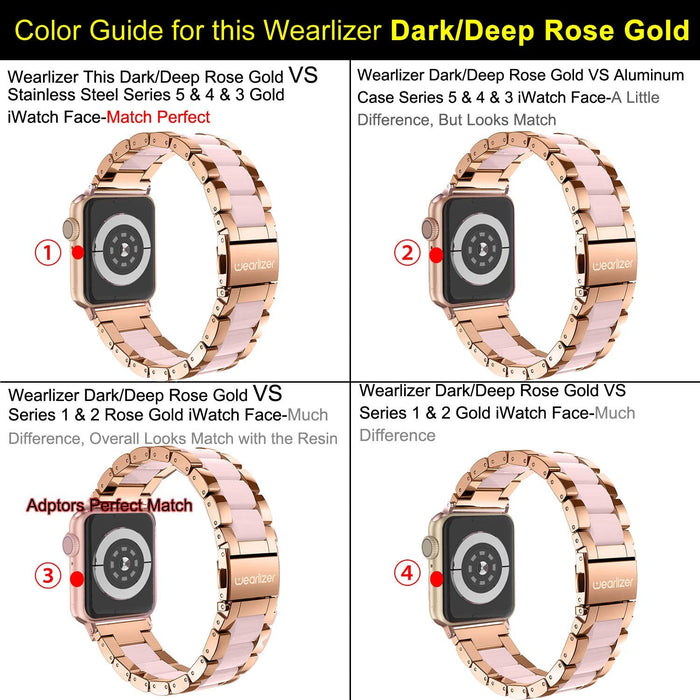 Wearlizer Resin Link Band Compatible Apple Watch 42mm/44mm, Rose Gold-Apple Watch Bands & Straps-Wearlizer-brands-world.ca