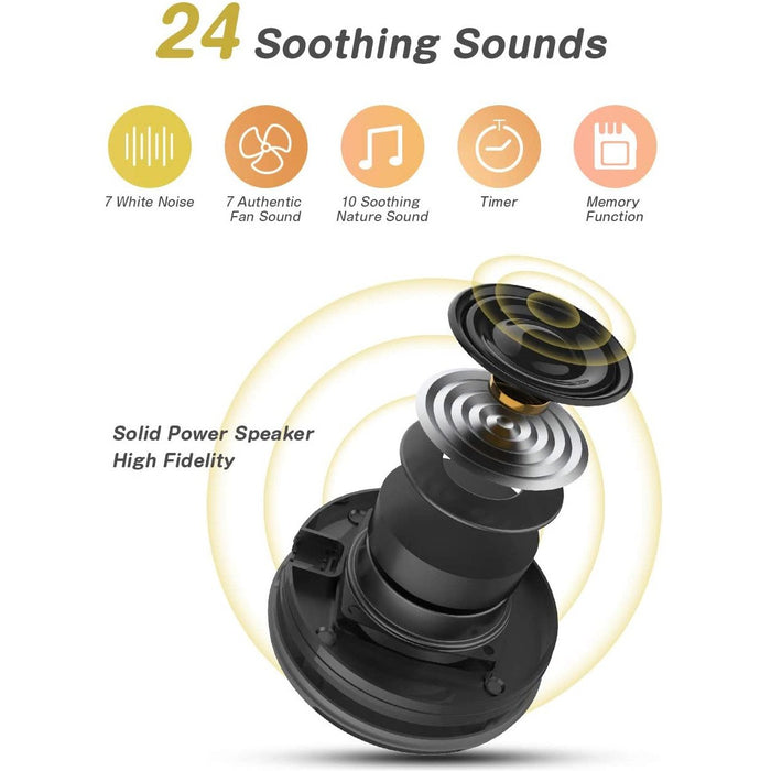 White Noise Machine - Dreamegg Sound for Baby Kid Adult, Black-Baby Sound Machines-Dreamegg-brands-world.ca