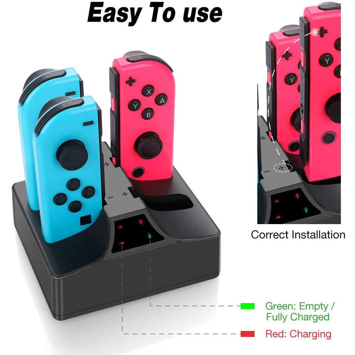 YCCSKY Switch Joy-Con Controller Charger, Charging Dock 4 in 1 Joy con...-Nintendo Switch Power Cords & Charging Stations-SAMA-brands-world.ca
