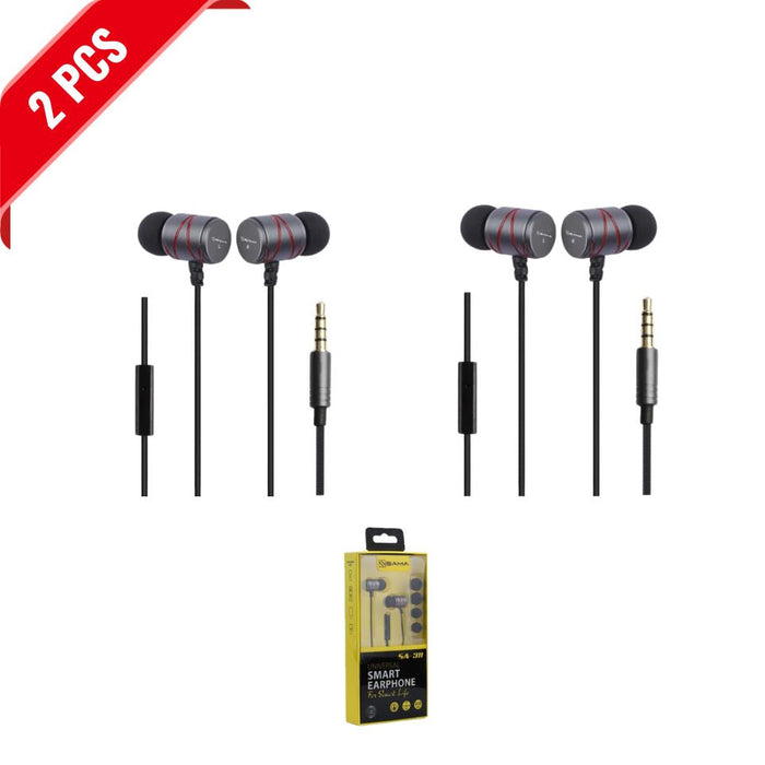 [2 Pack] Earphone In-Ear intelligent With Noise Canceling, 1.2m