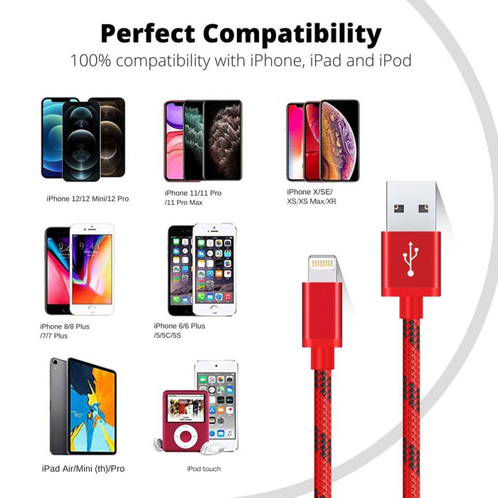 [3 Pack] SAMA Lightning Cable MFI Special Edition, 1,5Meter, Red