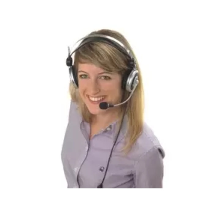 Lightweight stereo headset with an adjustable flexible microphone (Scratched Box)