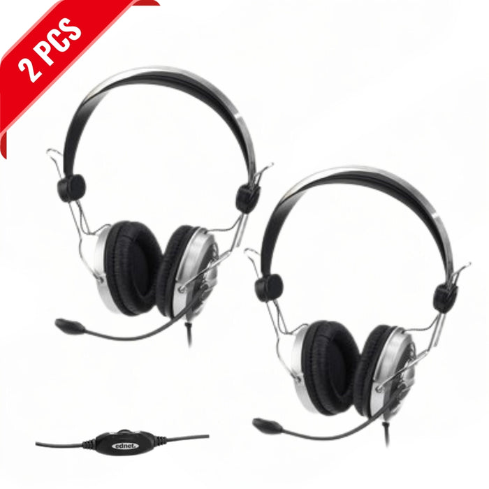 Lightweight stereo headset with an adjustable flexible microphone (Scratched Box)