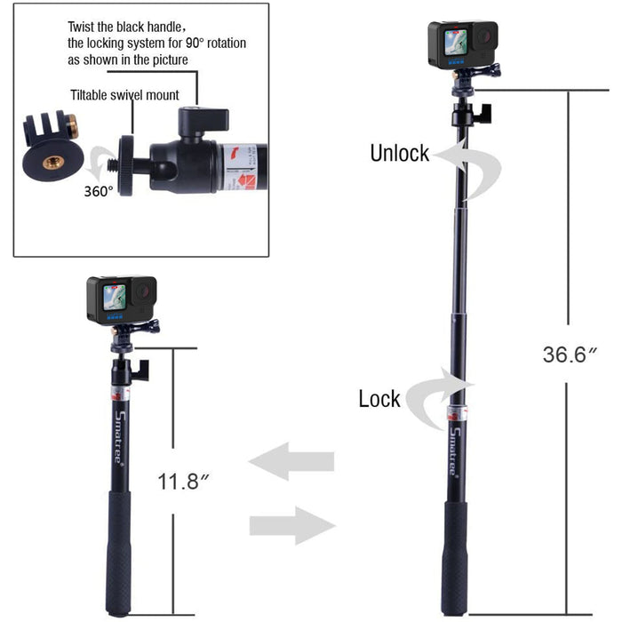 Gopro Accessories - SmaPole Telescoping Gopro Pole / Gopro Monopod