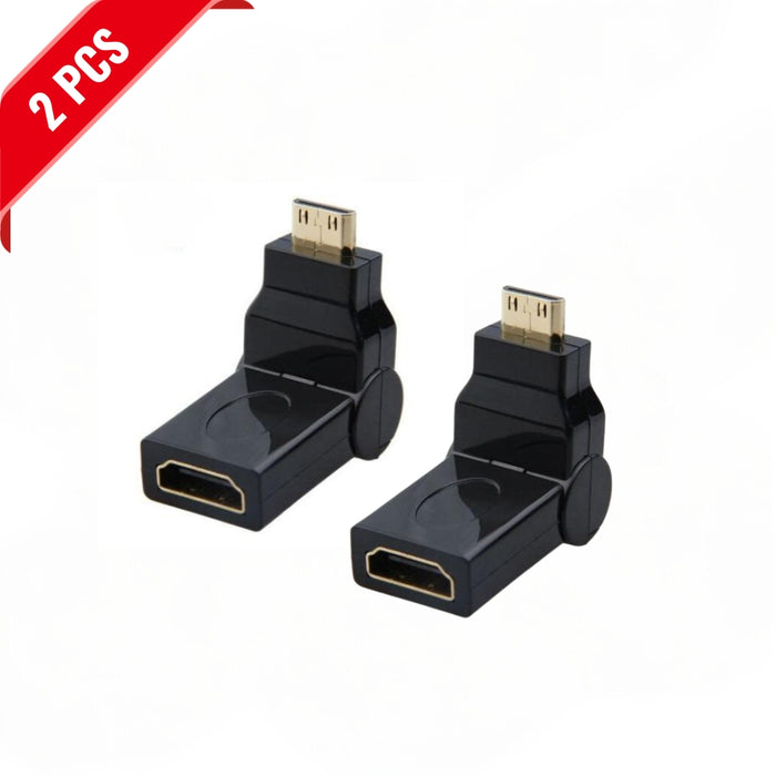 [2 Pack] Multi Angle HDMI Female To HDMI Adapter Black