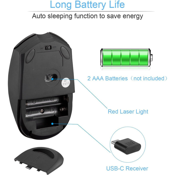 Type C Wireless Mouse, AURTEC 2.4GHz USB-C Wireless Mice for Laptop and More USB-C Devices