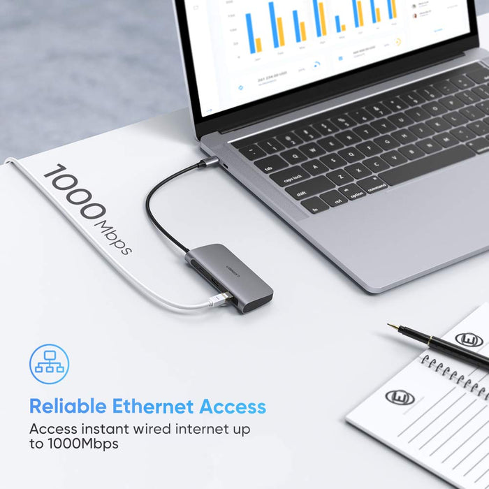 USB C Hub 6-in-1 Multiport Adapter