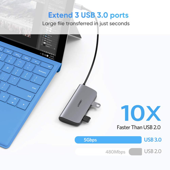 USB C Hub 6-in-1 Multiport Adapter