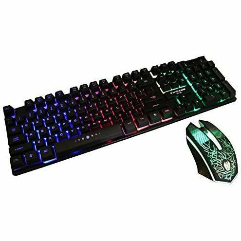 SAMA Wired USB Keyboard and Mouse Combo RGB Gaming 104 Comfortable Quiet Chocolate Keys