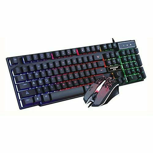 SAMA Wired USB Keyboard and Mouse Combo RGB Gaming 104 Comfortable Quiet Chocolate Keys