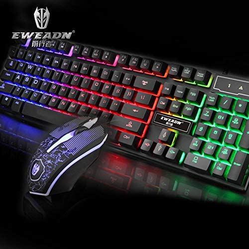 SAMA Wired USB Keyboard and Mouse Combo RGB Gaming 104 Comfortable Quiet Chocolate Keys