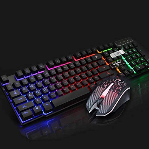 SAMA Wired USB Keyboard and Mouse Combo RGB Gaming 104 Comfortable Quiet Chocolate Keys