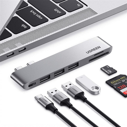 6 in 1 MacBook Pro Adapter Type C Hub with 100W Thunderbolt 3 Power Delivery, SD TF Card Reader 3 USB-USB Hubs-UGREEN-brands-world.ca