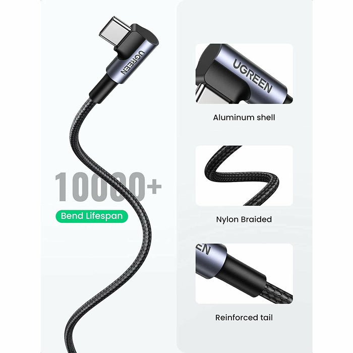 USB C Cable Right Angle 90 Degree Nylon Braid Type C 6 Feet UGREEN-brands-world.ca