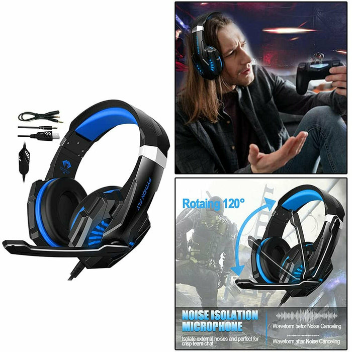 Stereo Gaming Headset for PS4 PC G9000mini, Noise Cancelling Over Ear Headphones with Mic Blue