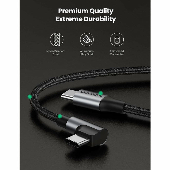 USB C to C cable 90 degrees 2 packs, 60W C type power transmission fast... UGREEN-brands-world.ca