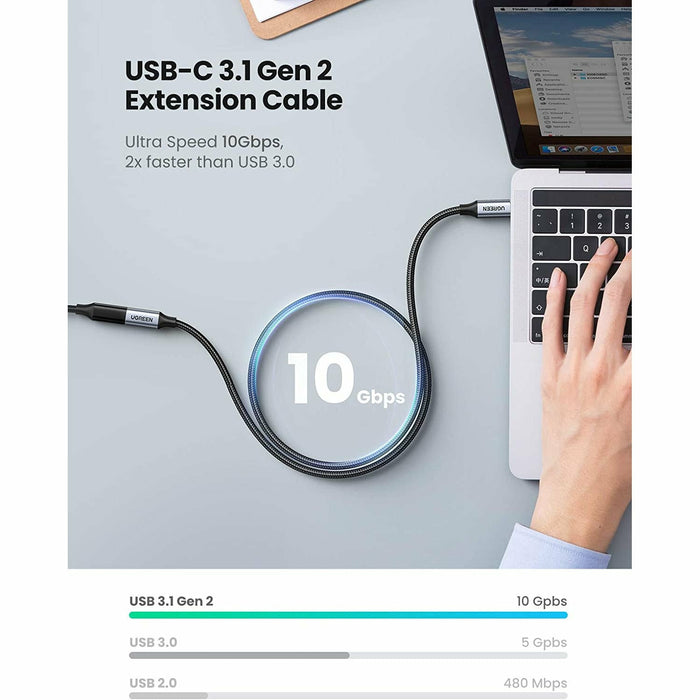 USB C Extension Cable 3.1 Gen 2 10Gbps Type C Male to Female 3FT UGREEN-brands-world.ca