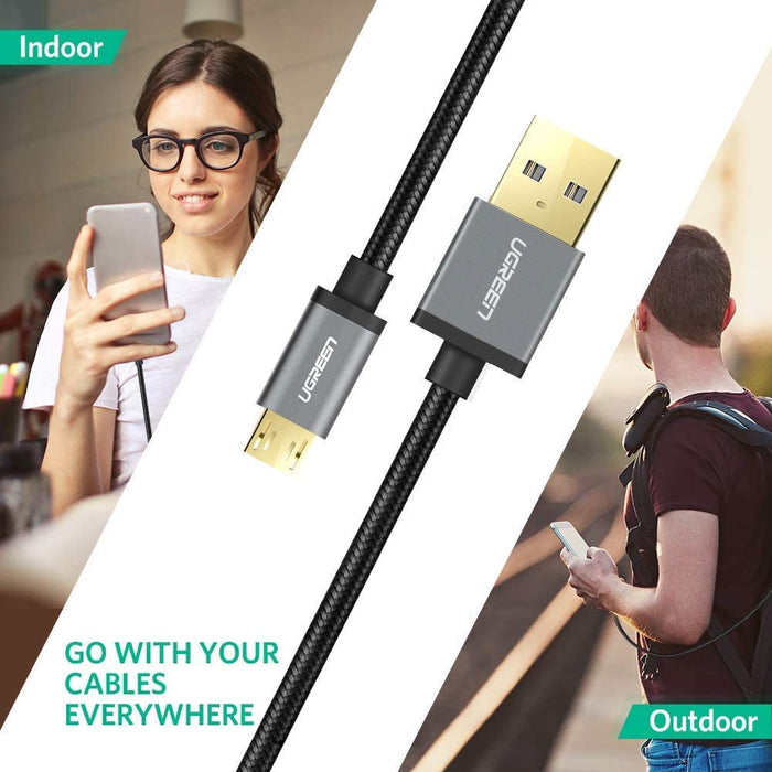 Micro USB Cable Nylon Braided Fast Quick Charger to 10 feet, black UGREEN-brands-world.ca