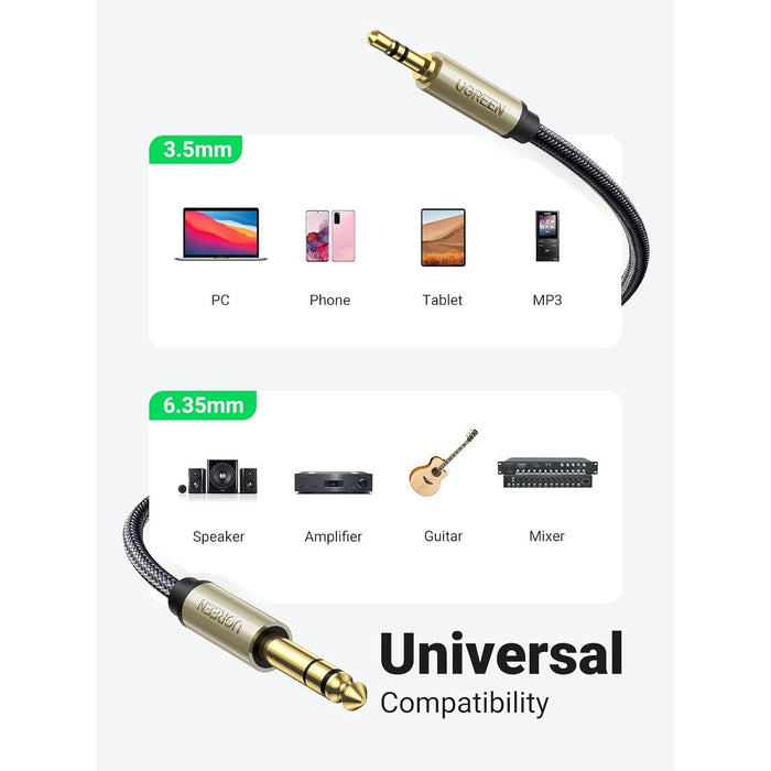 UGREEN 1/8 Inch to 1/4 Cable 3.5mm Male 6.35mm TRS Audio 10ft