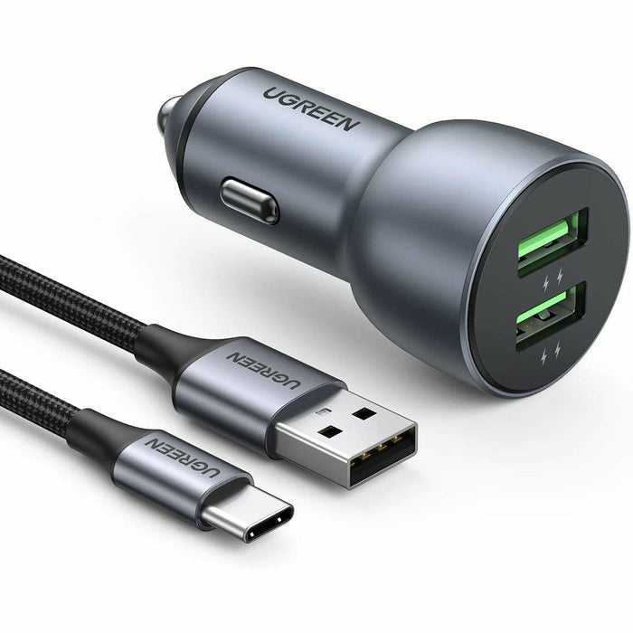 USB car charger, 36W dual QC 3.0 fast charging aluminum car... UGREEN-brands-world.ca