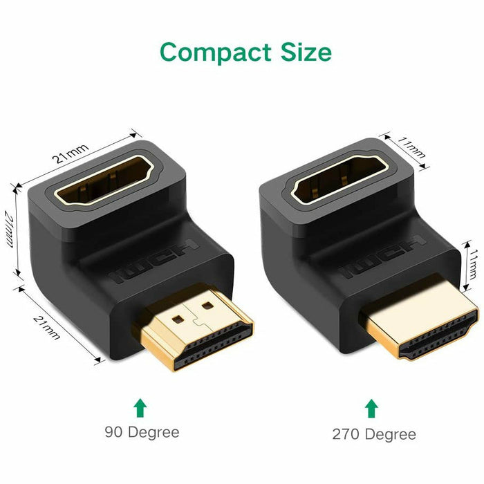 HDMI 90 degree and 270 degree right angle adapter gold-plated high speed... UGREEN-brands-world.ca