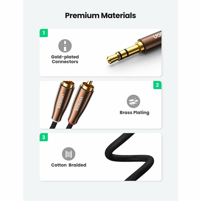 RCA cable 3.5mm to 2 male audio stereo adapter, auxiliary... UGREEN-brands-world.ca