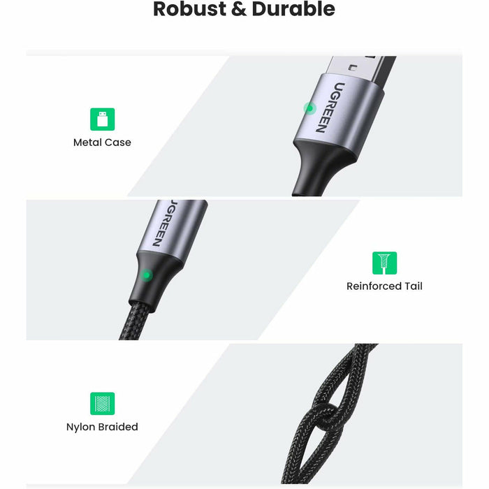 USB Type-C cable nylon braided 2.0 to C fast charger 3 feet UGREEN-brands-world.ca