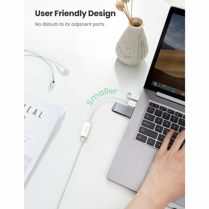 USB external sound card audio adapter with 3.5mm combo Aux white UGREEN-brands-world.ca