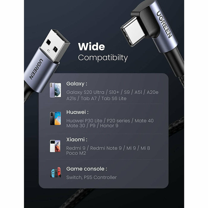 USB C Cable Right Angle 90 Degree Nylon Braid Type C 6 Feet UGREEN-brands-world.ca