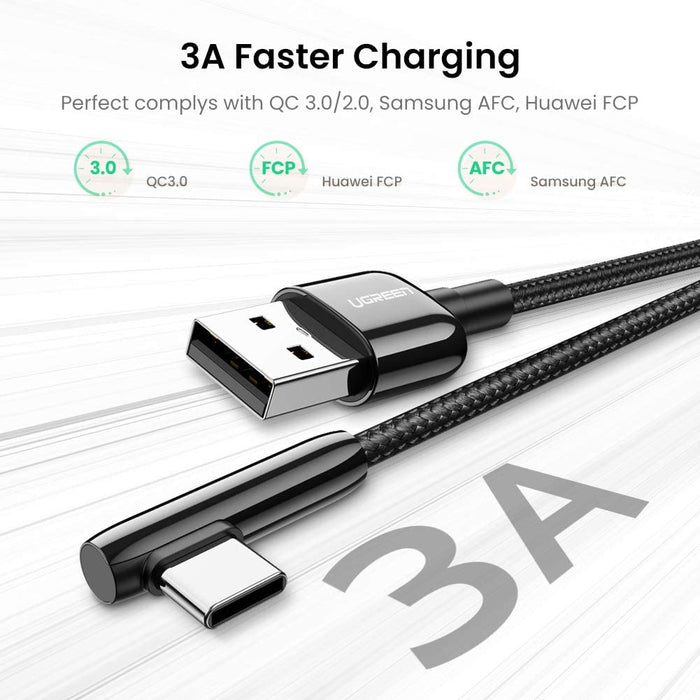 USB C cable 90 degree right angle, type A to C fast charging 1.5 feet UGREEN-brands-world.ca