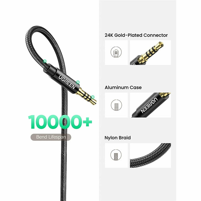 Extension Cable 3.5mm Male to Female Audio Microphone Cable Braided TRRS... UGREEN-brands-world.ca