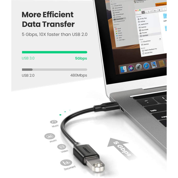 USB Type C Adapter Cable Type C 3.1 Male 3.0 Female Black UGREEN-brands-world.ca