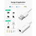 USB external sound card audio adapter with 3.5mm combo Aux white UGREEN-brands-world.ca