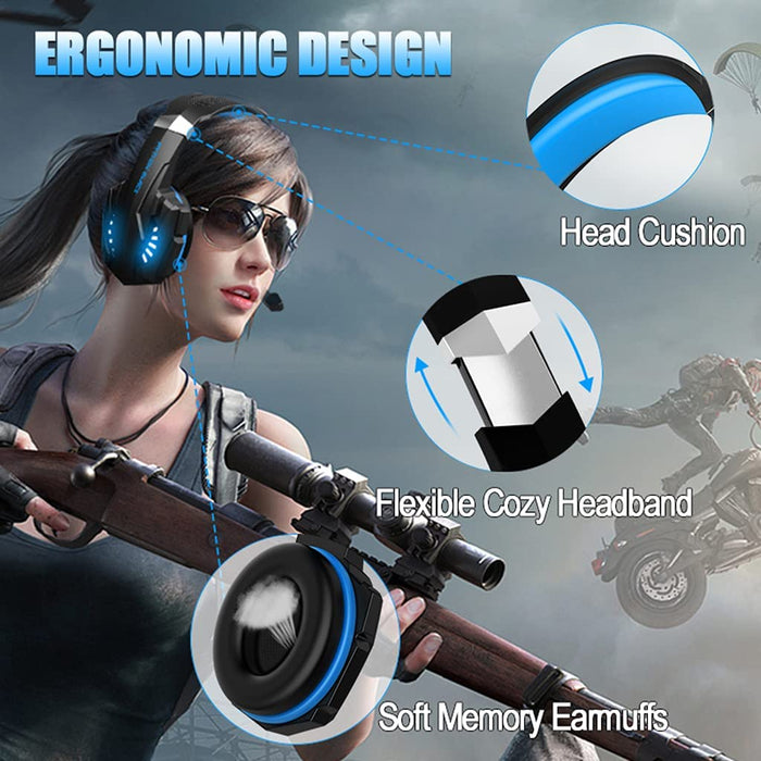 Stereo Gaming Headset for PS4 PC G9000mini, Noise Cancelling Over Ear Headphones with Mic Blue