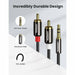 3.5 mm to 2 RCA male Aux audio cable stereo jack 3 feet UGREEN-brands-world.ca
