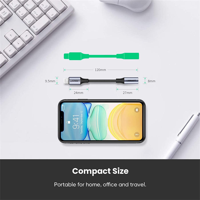 Lightning to 3.5mm gray headset adapter for iPhone MFi certified UGREEN-brands-world.ca