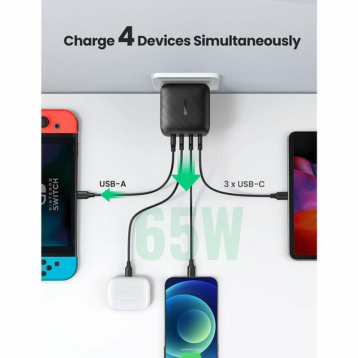 USB Charger 65W 4 Ports Type C Can Power Transmission Type C Fast... UGREEN-brands-world.ca