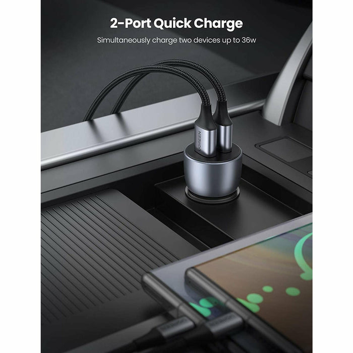 USB car charger, 36W dual QC 3.0 fast charging aluminum car... UGREEN-brands-world.ca