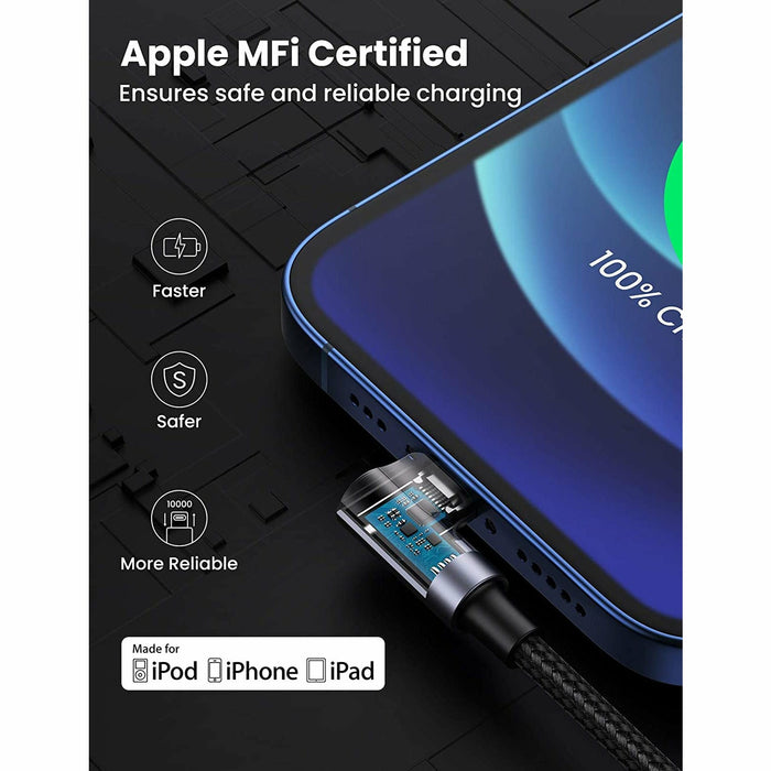 USB C to Lightning Cable Right Angle 90 Degree Braid [Apple MFi 6FT UGREEN-brands-world.ca