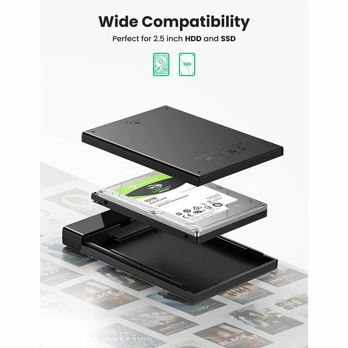 USB C Hard Drive Enclosure 3.1 Gen 2 Type C to SATA SSD Hard Drive Black UGREEN-brands-world.ca