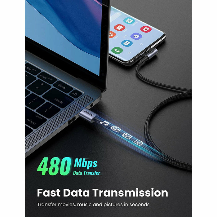 USB C Cable Right Angle 90 Degree Nylon Braid Type C 6 Feet UGREEN-brands-world.ca