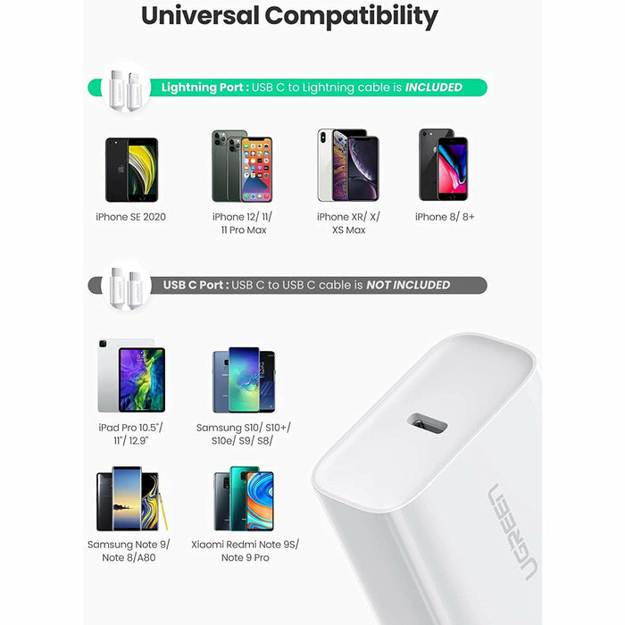 USB C charger 18W power transmission, with USB-C to lightning cable MFI…… UGREEN-brands-world.ca