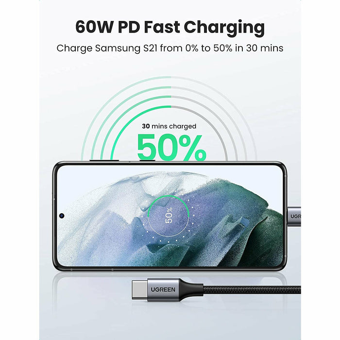 USB C to C cable 2.0 Type C fast charging braided cable PD 10 feet UGREEN-brands-world.ca