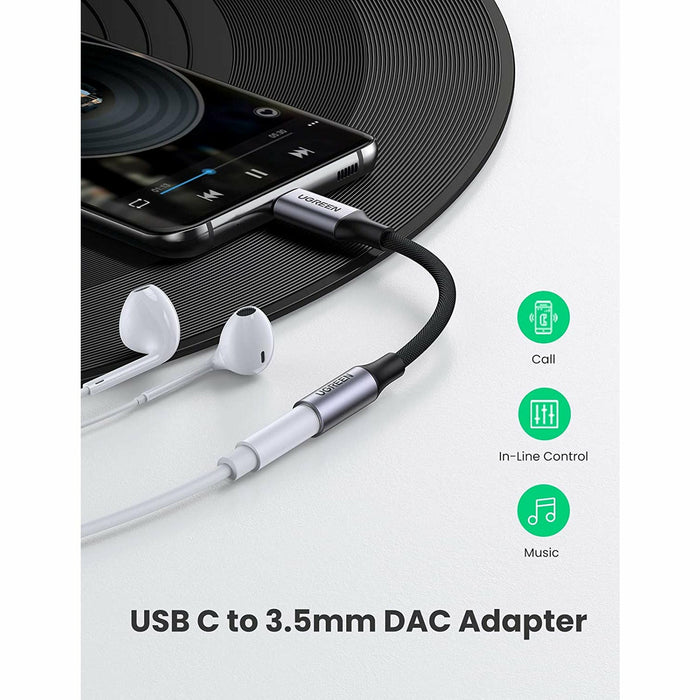 USB C to 3.5mm Headphone Adapter Braided Type C Male Aux Black UGREEN-brands-world.ca