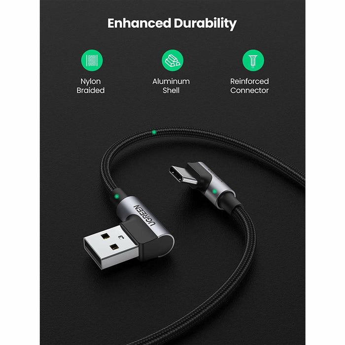 USB C cable right angle Type C fast charging 90 6 feet, white UGREEN-brands-world.ca