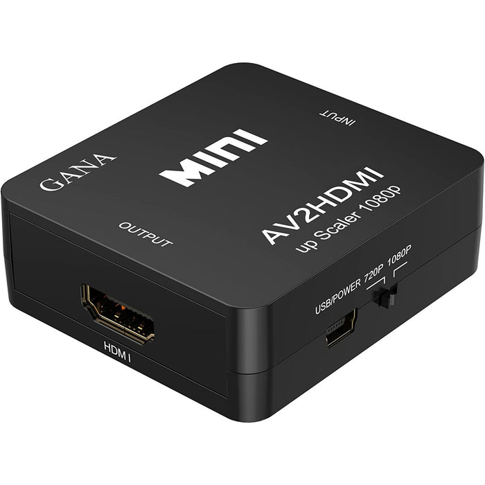 RCA to HDMI, GANA 1080P Mini Composite CVBS AV HDMI Video Audio Black