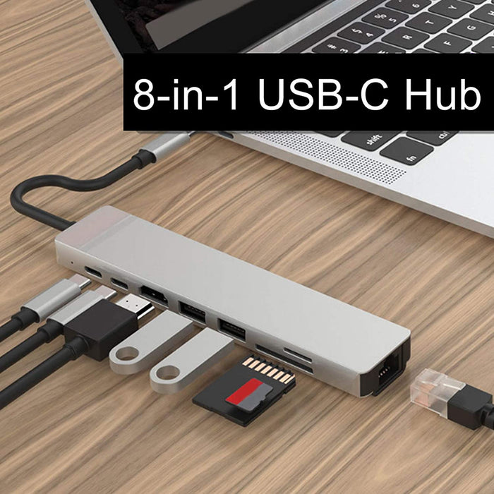 8 in 1 USB-C Hub Adapter Type-C Kabel naar 4K 60hz Converter Ethernet USB 3.0 USB C HUB Dock 1 in 8