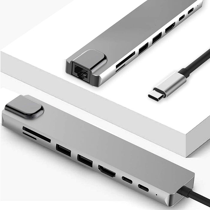 8 in 1 USB-C Hub Adapter Type-C Kabel naar 4K 60hz Converter Ethernet USB 3.0 USB C HUB Dock 1 in 8