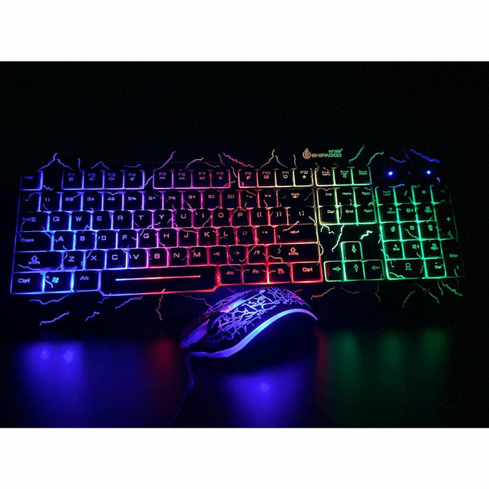 SAMA Gaming Keyboard and Mouse Set, Colorful Crack Backlit USB Computer Gaming Wired Keyboard and Mouse Set